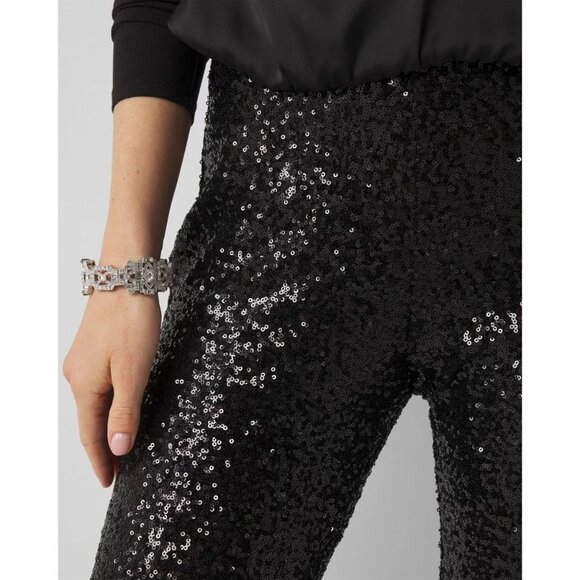 WHITE HOUSE BLACK MARKET WHBM Black Sequin Leggings Size Small NEW NWT - Picture 2 of 5